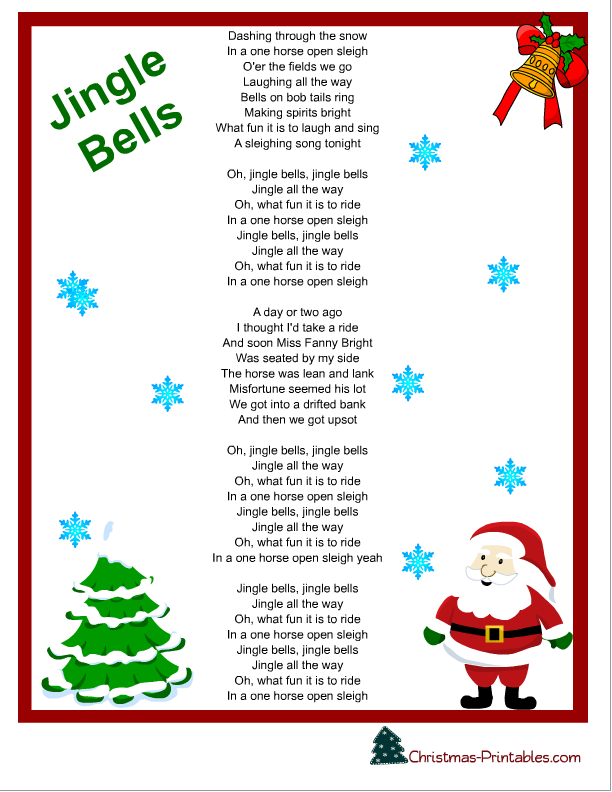 Free Printable Christmas Song Lyrics Free Templates Printable