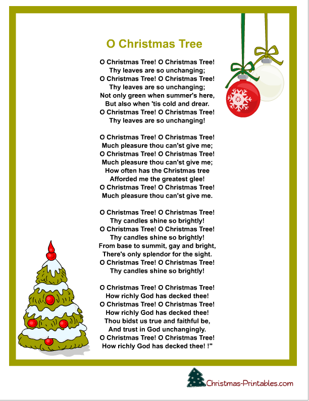 Free Printable Christmas Carols and Songs Lyrics