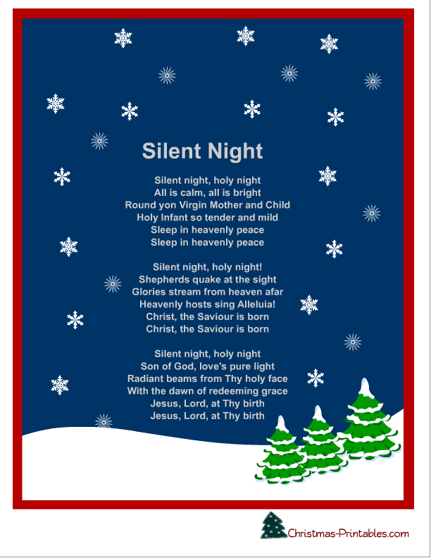 Lyrics Silent Night Printable Printable World Holiday