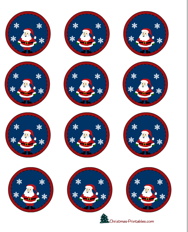 Free Printable Christmas Cupcake Toppers / Round Labels