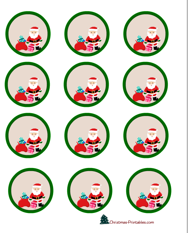 Free Printable Christmas Cupcake Toppers / Round Labels