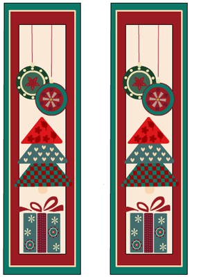 bookmarks with christmas tree, ornaments and gift design