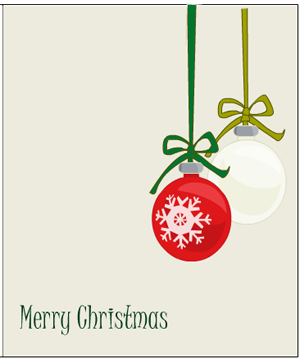 christmas card with ornaments graphic