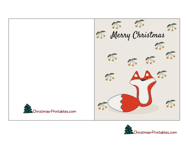 Free Printable Christmas Card featuring cute fox