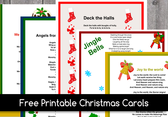 christmas carols printable song sheets