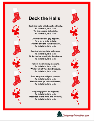 free printable deck the halls christmas carol