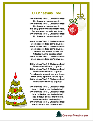 printable carol lyrics, o christmas tree