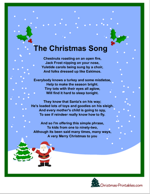 Free Printable Christmas Carols and Songs Lyrics