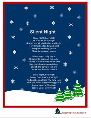 free printable silent night christmas carol lyrics