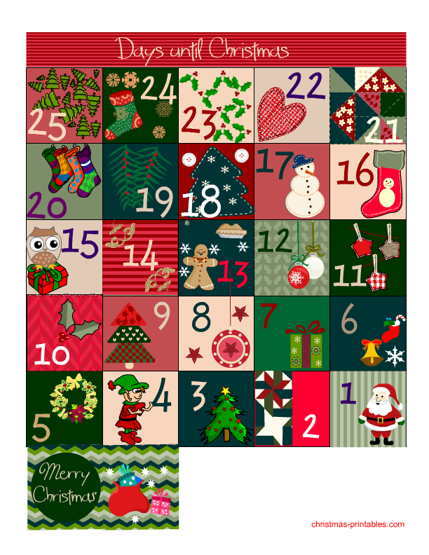 Free Printable Christmas Countdown Stickers