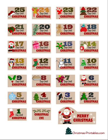 Christmas Countdown Stickers Free Printable 