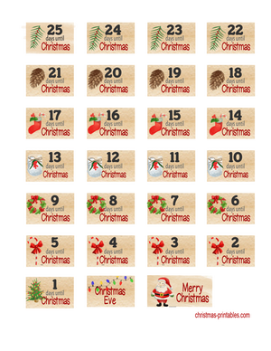 Free Printable Christmas Countdown Stickers