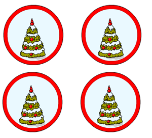 roud labels set for christmas with tree