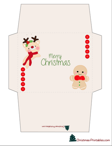 Christmas envelope with cute gingerbread man