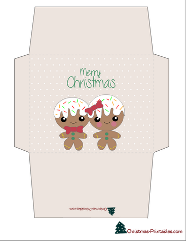 Adorable envelope with gingerbread boy and girl