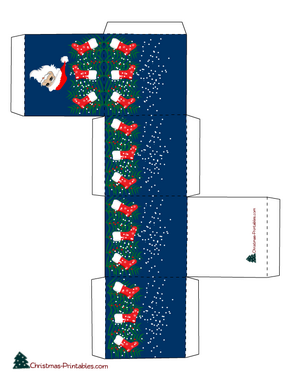 cute printable gift box featuring santa and stockings