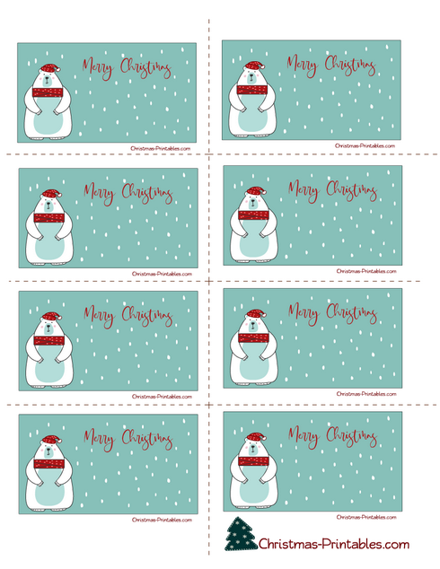 Free Printable Christmas Labels, Cute Polar Bear