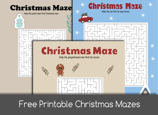 Free Printable Christmas Mazes with Solutions