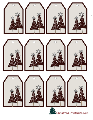 Cute Free Printable Christmas Tree Gift Tags