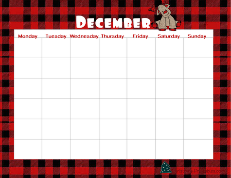 Cute free printable December planner calendar