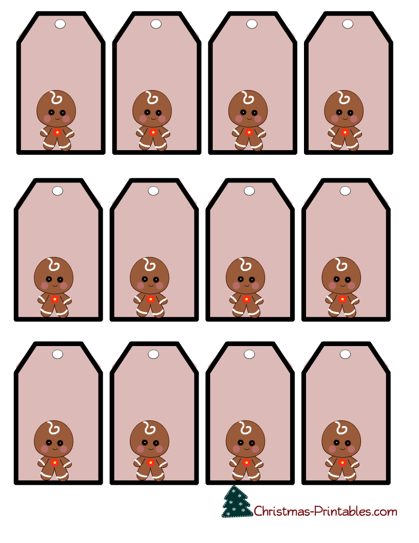 Free Printable Gingerbread man Gift Tags