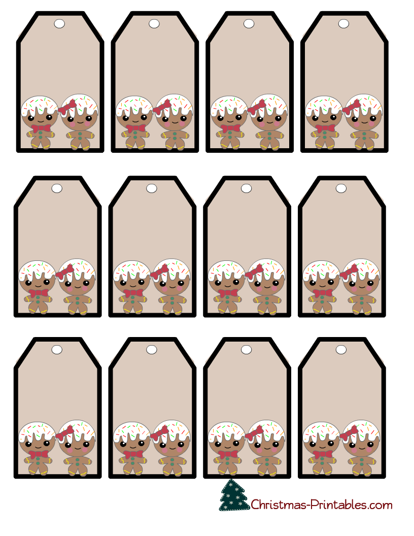 Free Printable Gingerbread man Gift Tags