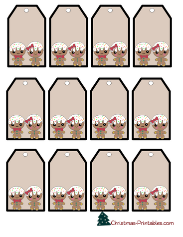 Christmas gift tags with gingerbread-man