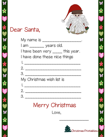 Letter to Santa Template Printable