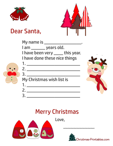 Cute free printable letter to Santa template