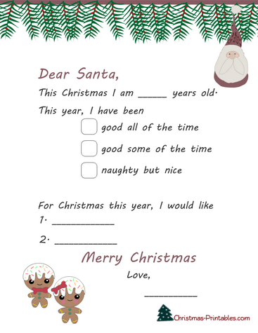 Letter to Santa free printable