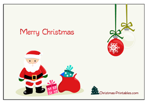 merry christmas post card fetauring santa and gifts