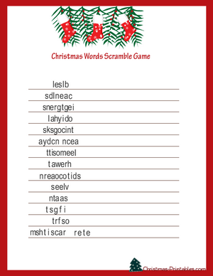 free printable christmas word scramble game