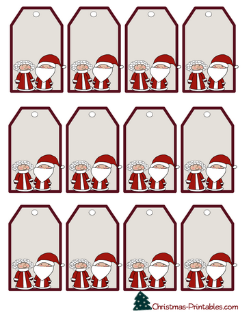 Gift Tags with Santa and Mrs. Claus