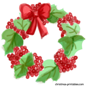 Free Christmas wreath clipart in watecolor